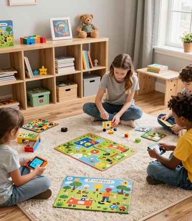 Inflatable outdoor movie screen set up on a lawn with patio seating and a fire pit at night.