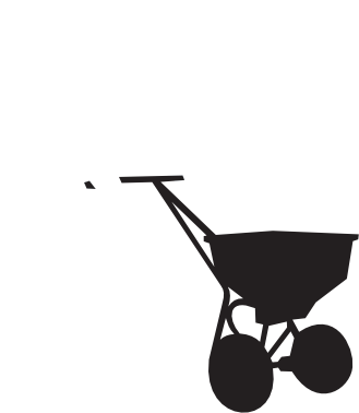 llustration of a black broadcast lawn spreader for professional landscaping, garden fertilization, a