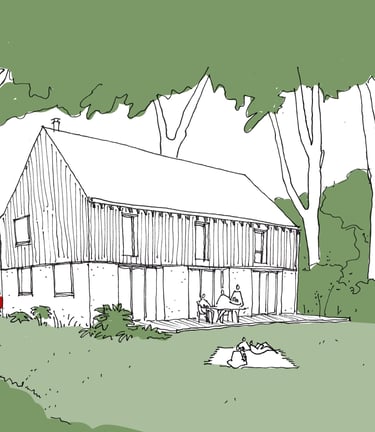 Perspective à la main maison bois Baden
