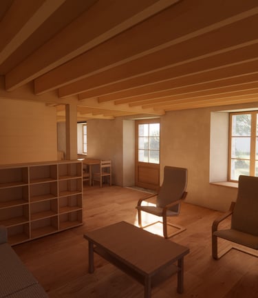 Rénovation Carnac, matériaux bio sourcés, bois, chaux, chanvre