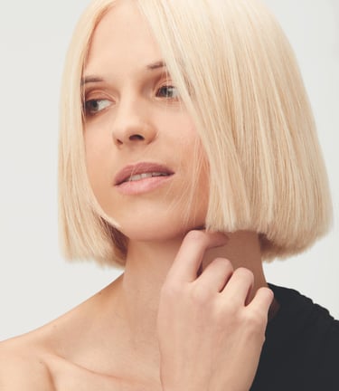 a woman with blonde hair 