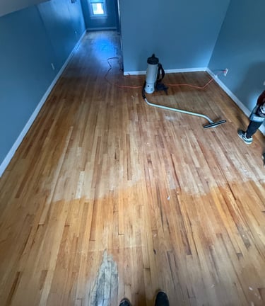 Hardwood floor before refinishing