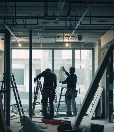 Deux électriciens qui travaillent sur un chantier