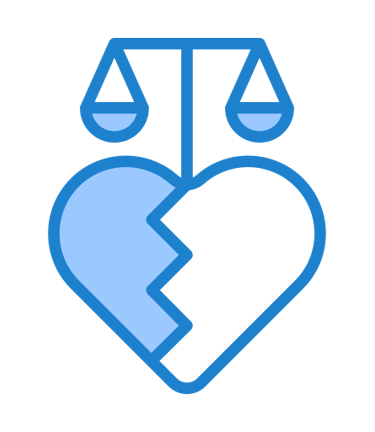 a broken heart icon with a scale