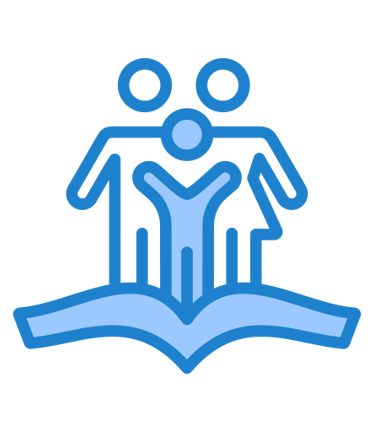 a book with a person standing in front icon