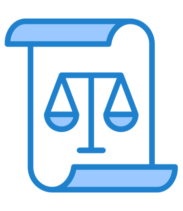 A scale and document icon