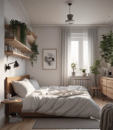 A person is holding an Amazon Kindle e-reader featuring a loading screen with an illustration of a person reading under a tree. In the background, there are several electronic devices displayed on a counter and blurred signage from a store.