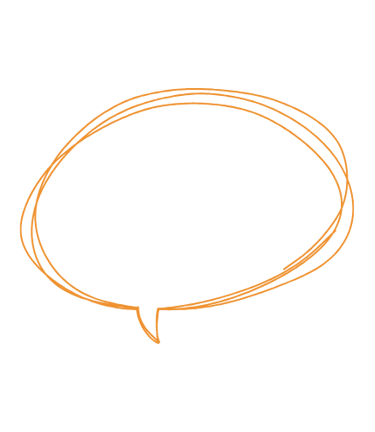 An orange coloured illustration of a speech bubble.