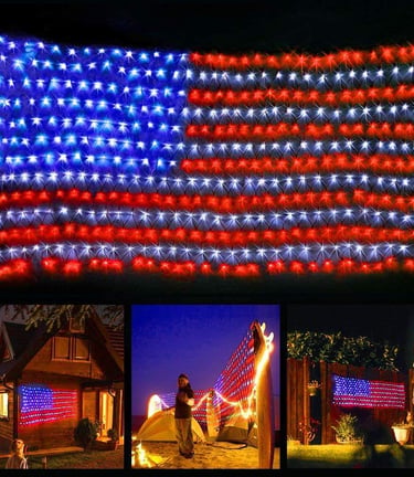 LED lit American flag