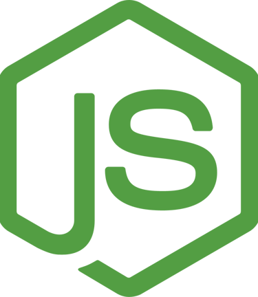 node js logo green letters j and s in a pentagon