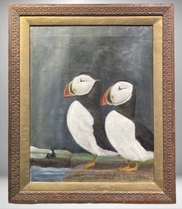 Puffin Lovebirds 50.8 x 40.64 cm   Oil on canvas 
