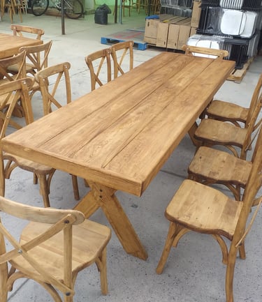 Tablón Rectangular California de Madera Fiestas del Sol Mobiliario www.sillasymesasfiestasdelsol.com