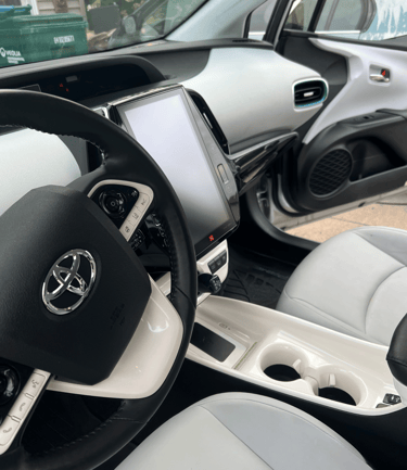 Immaculate car interior with sanitized surfaces and a fresh scent