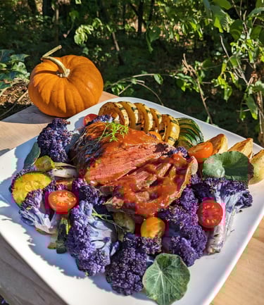 Roast local vegetables & beef, Best Private Chef farm-to-table Dinner Party Portland, OR gluten-free