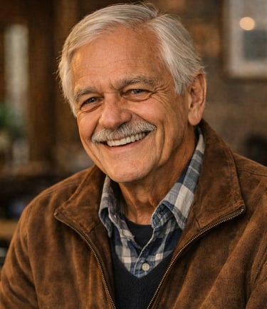 a man with a mustache and a mustache on his face