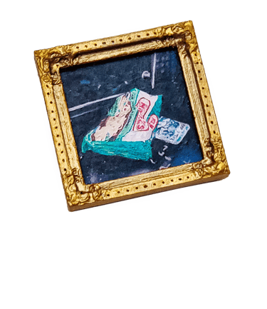 A tiny painting magnet.