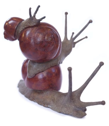 Miniature Bronze Sculpture Of Snail Family By Mark Richard Hall