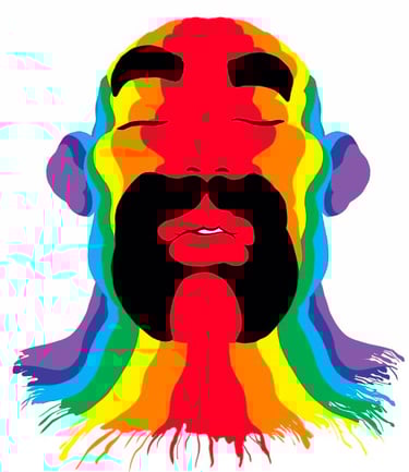 Bearded man rainbow art print by Alx