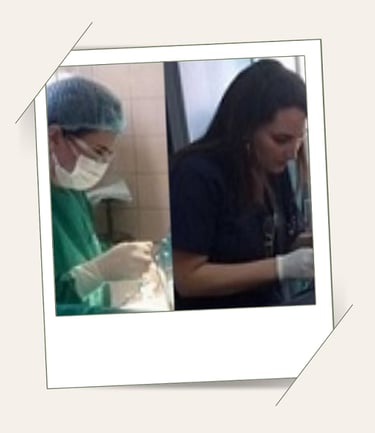 Duas imagens de médica realizando serviços médicos