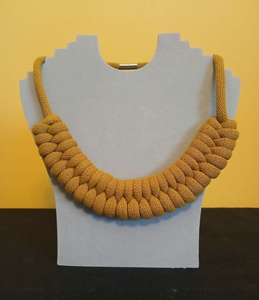 a necklace modeling for the picture