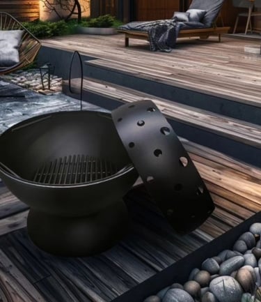 brasero Rust Factory en acier upcyclé collection Ignis 2 en 1