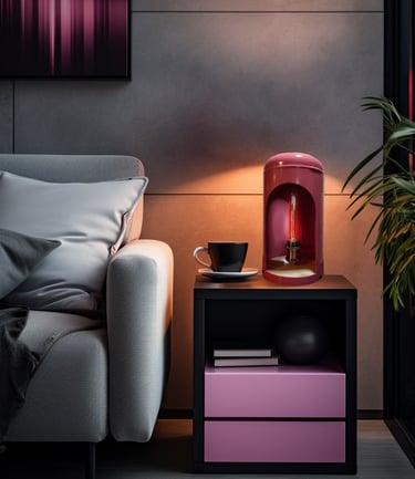 luminaire artisanal en acier upcyclé Luceo rose vintage