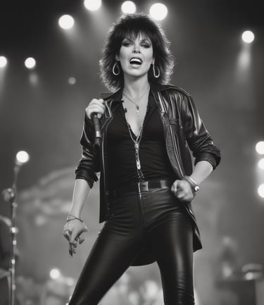 A nostalgic collage of 1980s female rock legends, showcasing their influence on music.