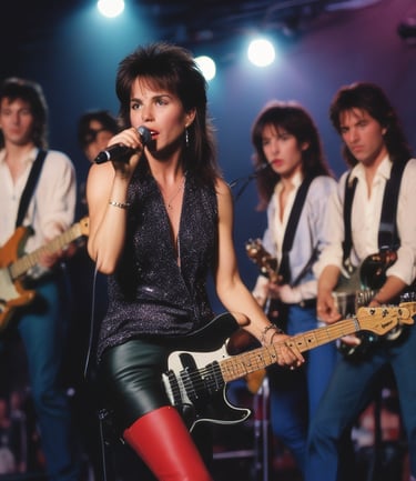 A nostalgic collage of 1980s female rock legends, showcasing their influence on music.