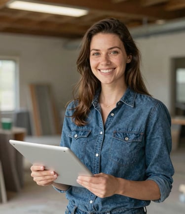 Smiling female satisfied client