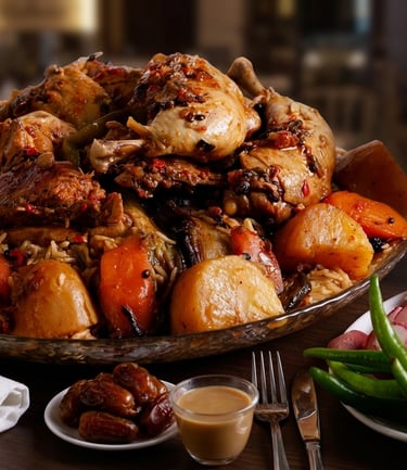 تصوير احترافي لطبق كبسة دجاج أو مقلوبة سعودي: خدمات تصوير طعام للمطاعم في الرياض.