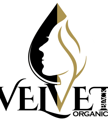 a black and gold logo with a black and white background
