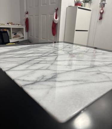 Polishing marble coffee table for a smooth, glossy finish