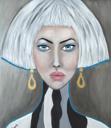 Miss Silver. Técnica mixta sobre madera 60x60cm