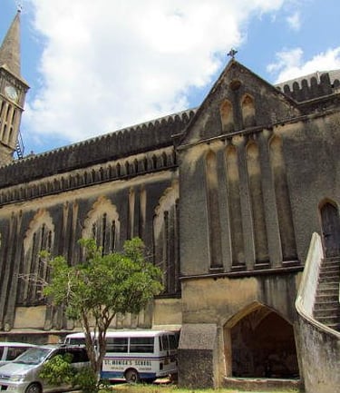 Historic Roman Catholic church in Stone Town Zanzibar, a landmark with unique architecture and cultural heritage in the heart