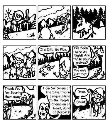J. Freels "Song Of Dren, page 1" Stick figure comic demo