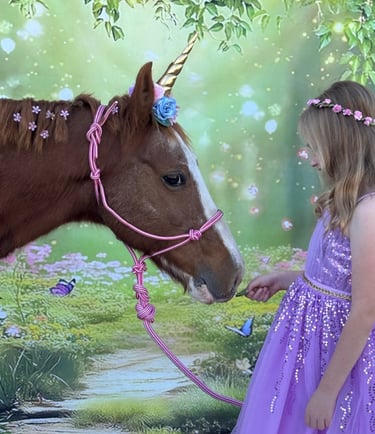 A fairy princess getting to know a magical unicorn named Snickers