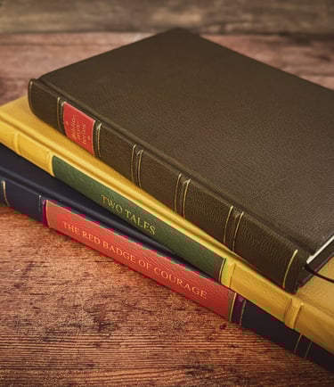 Custom printed book with leather cover