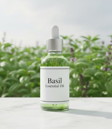 “Holy Basil (Tulsi) Essential Oil – Therapeutic & Herbal Applications Export Quality”