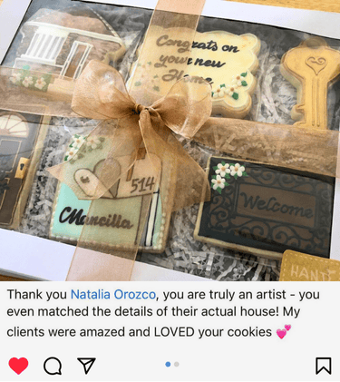 Customer review praising Natalia’s handmCustomer review expressing love for Natalia’s handmade cookies from Chocos Cookies Ca