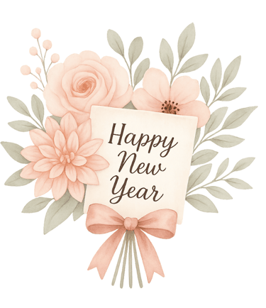 a happy new year's greeting card with flowers