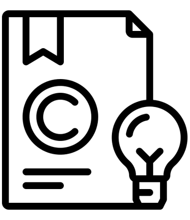 Icon of paper with patent copyright on it