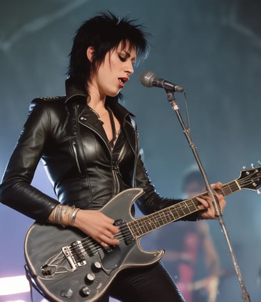 A nostalgic collage of 1980s female rock legends, showcasing their influence on music.