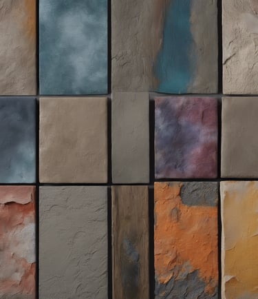 a long table covered with lots of paint and brushes