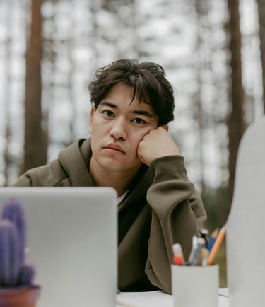 adhd man suspected for adhd unable to focus