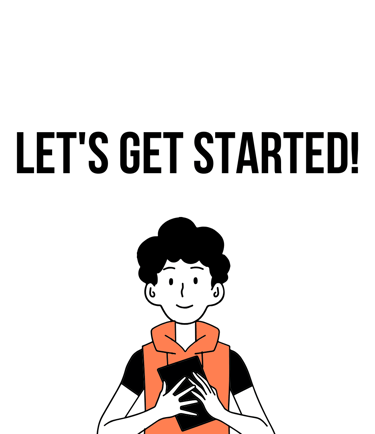 An illustration of a man in a black shirt and orange hoodie