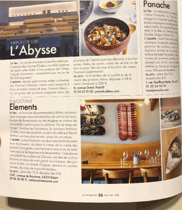 Article ELLE à table