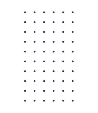 A vertical grid of small, symmetrical blue dots arranged in a 10 by 6 pattern on a black background.