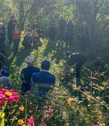 current situation ikebana performance at Crossbreeds Cracks Currents PF25 Dornach Extension Exhibition