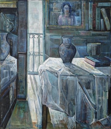 Contraluz, óleo del artista pintor Argi Girón. Backlight oil still life artist painter