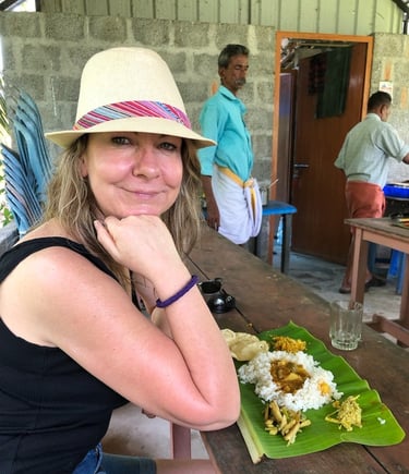 Tracey in a traditional home in Kochi, Kerala, India